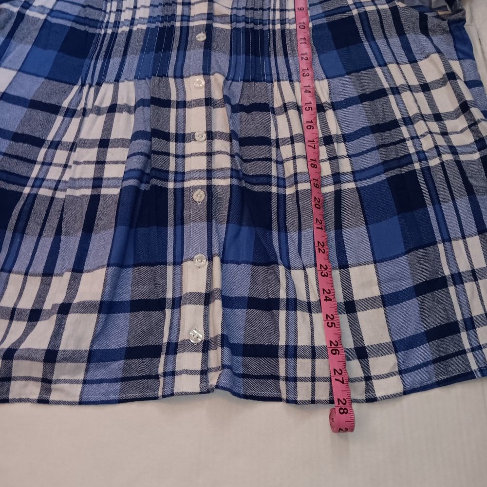 WOMAN WITHIN PINTUCKED FLANNEL PLAID PRINT BUTTON DOWN SHIRT - Picture 6 of 10